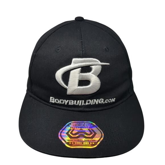 Bodybuilding Snapback Hat Black One Size Adjustable Embroidered Wicked Wear - Picture 1 of 10